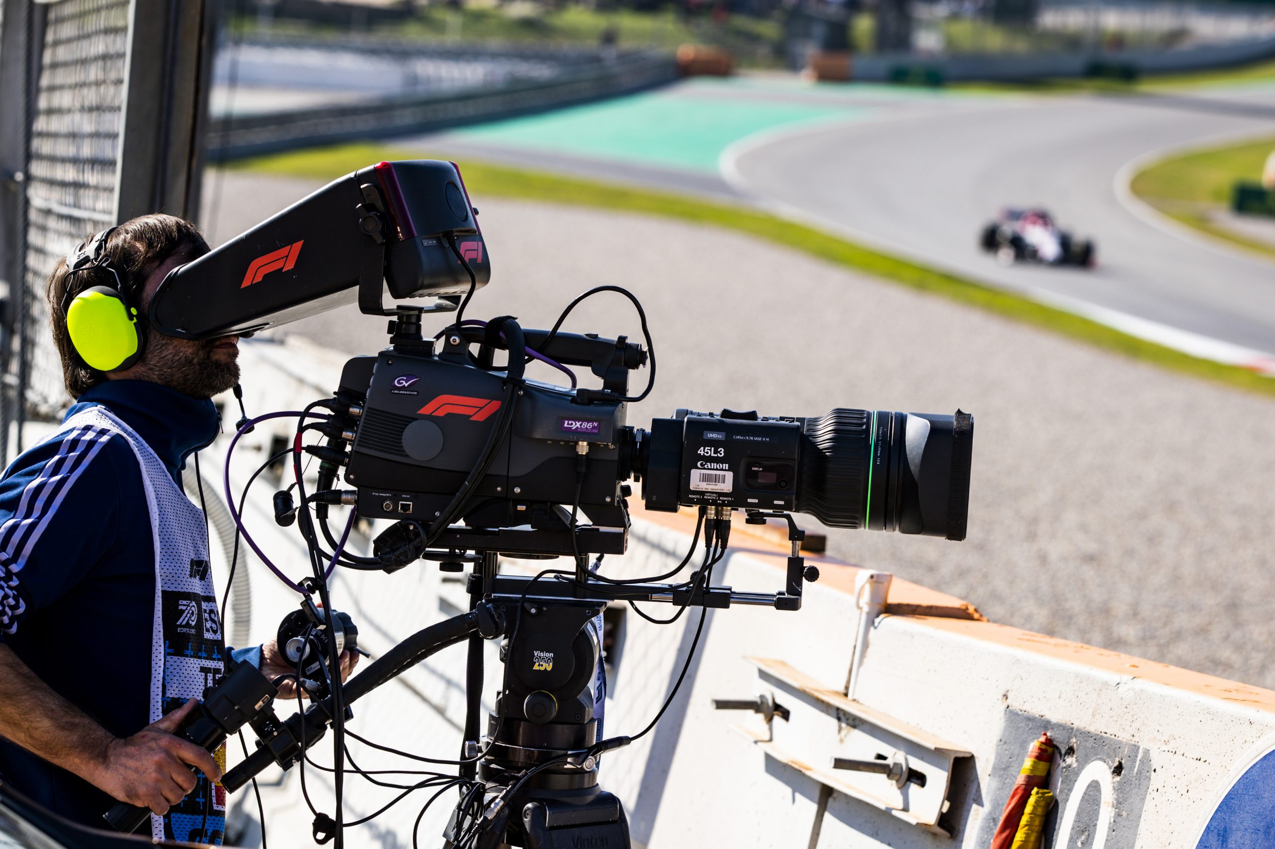 Multi-camera broadcast production at a motorsport event